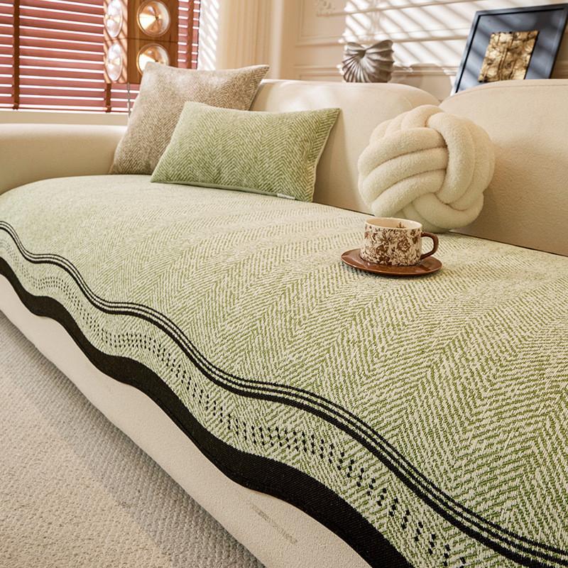 

1pcs Wave Shape Chenille Sofa Cover Modern Durable Straight Row Seat Cushion Living Room Dustproof Non Slip Furniture Towel pillow cover 30x50cm зелений