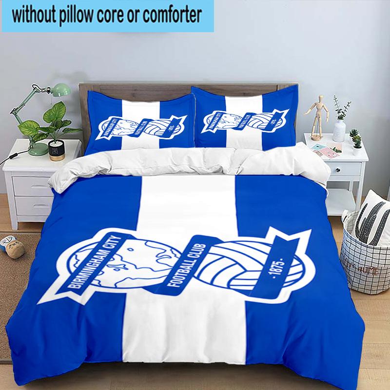 3pcs Birming-ham Football Club Printed Bedding Set Duvet Cover Closure Includes 1 Duvet Cover & 2 Pillowcases Bedding Sets Home Decor Gifts