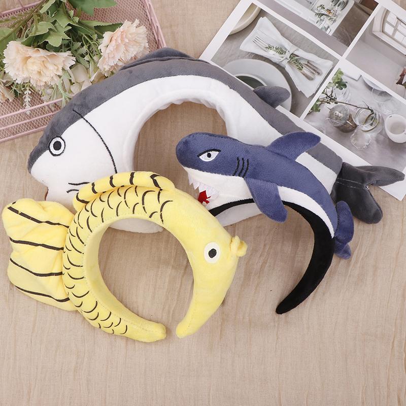Cartoon Plush Ocean Animal Headband Shark Hairband Funny Fluffy Hair Hoop Halloween Christmas Props Theme Cosplay Costume