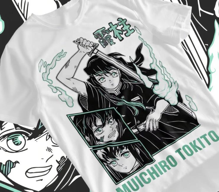 

Тренд Лето 2025косплей Вокруг Муичиро Токито Футболка Kimetsu No Yaiba Истребитель Демонов Аниме Мягкая Футболка Все Размеры S