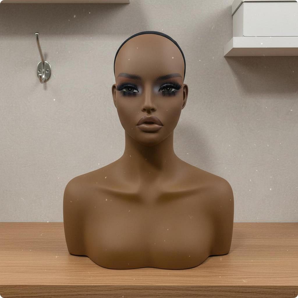Manikin Head with Shoulders Stable Form Mannequin Bust Makeup Face
