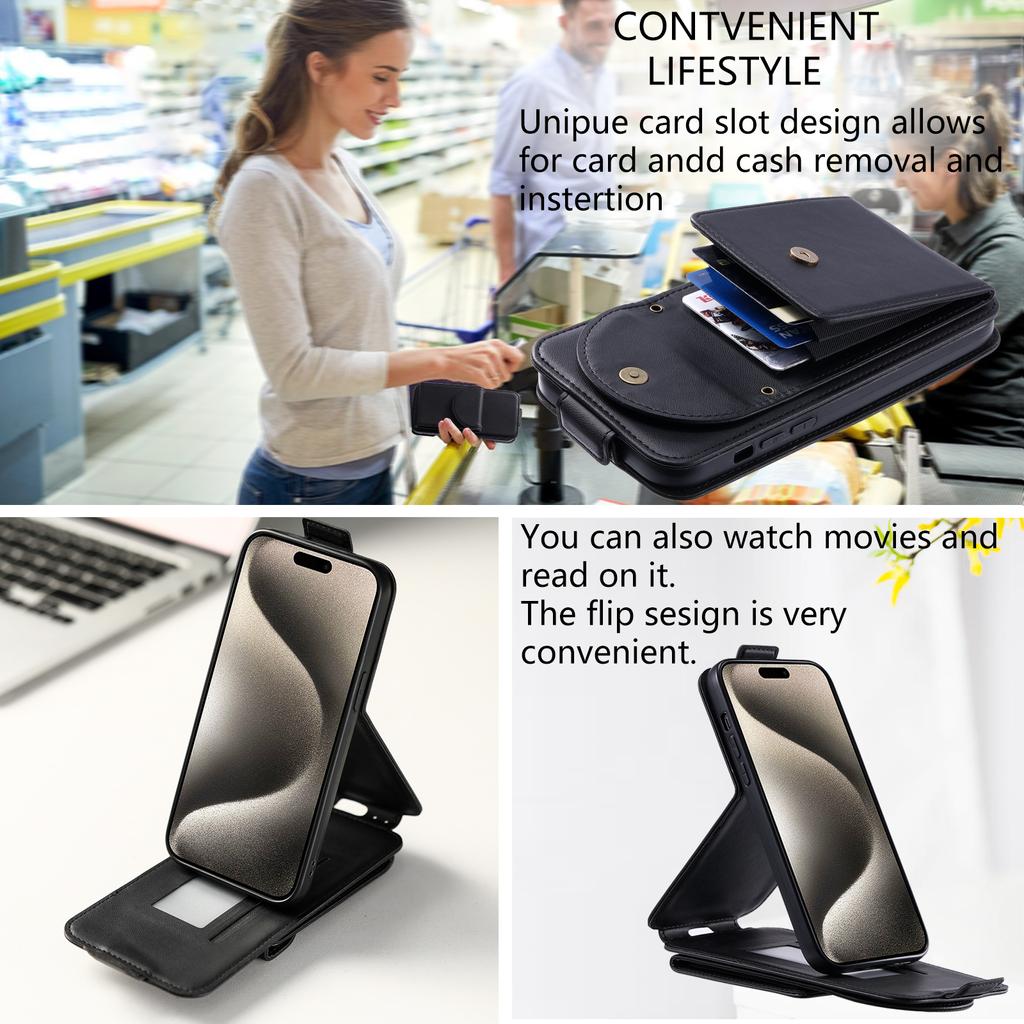 Crossbody Wallet Card Slot Flip Ledertasche Hülle für iPhone 15 14 Plus 13 12 11 Pro Max XSMAX für Samsung S24 S23 S22 S21 S20 Ultra Plus A15 A54