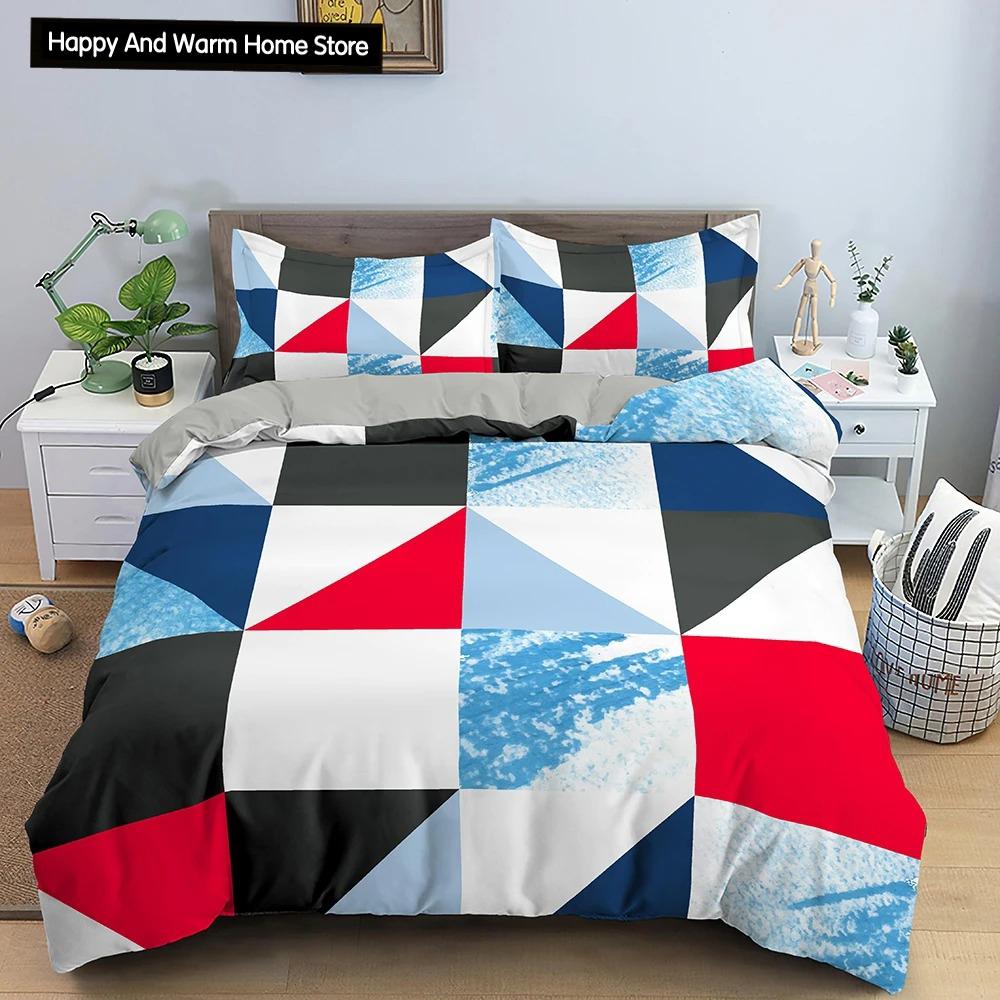 Building Block King Quen Soft Duvet Cover Colorful Brick Beding Set for Young Boys Tens Adult Peoples Carton 2/3pcs Polyester Warm Comforter Cover