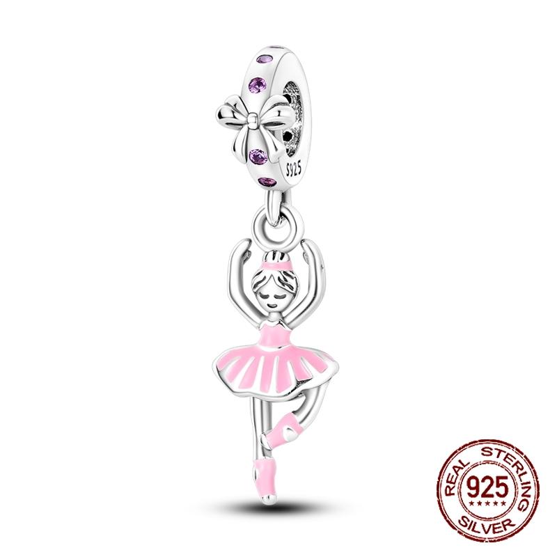 925 sterling copper boys and girls lovers pendant charms Fit 4MM hole diameter bracelet charm beads necklace Diy female Zircon