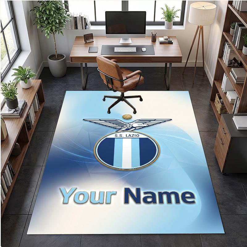 Tappeto in Velluto di Cristallo Stampa Lazio FC Testo Nome Personalizzato Tappetino Decorazione per la Casa