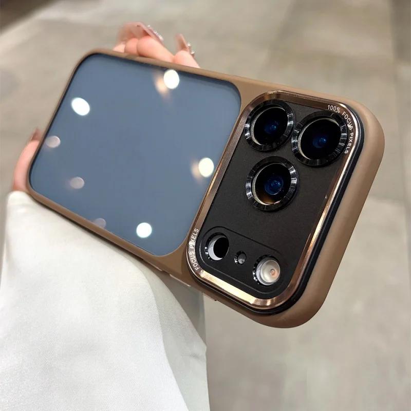 Luxury Orange Transparent Phone Case For iPhone 17 16 Pro Max 17 Pro 16 Metal Lens Shockproof Hard Acrylic Bumper Clear Cover