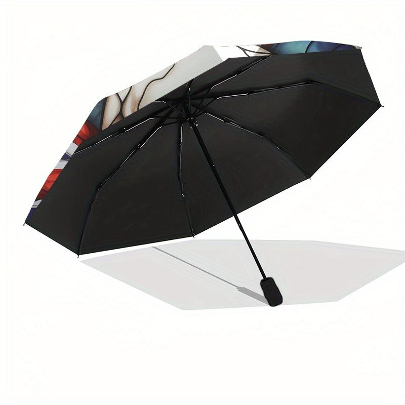 British Flag Stained Skull  DecorUmbrella, Portable 3-Fold Compact Umbrella,Christmas Gift ES640