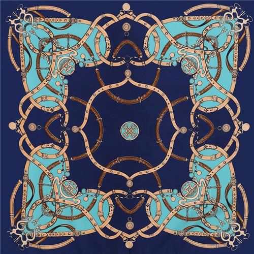 [POBING] 100% Silk Square Scarf Women  Brand Foulard NeckerChief High Quality Silk Horse Scarves Shawl Hijab Office Bandana