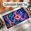 Teddy Bear Theme Crystal Velvet Rug Personalized Custom Name Text Soft Floor Mat Home Decor