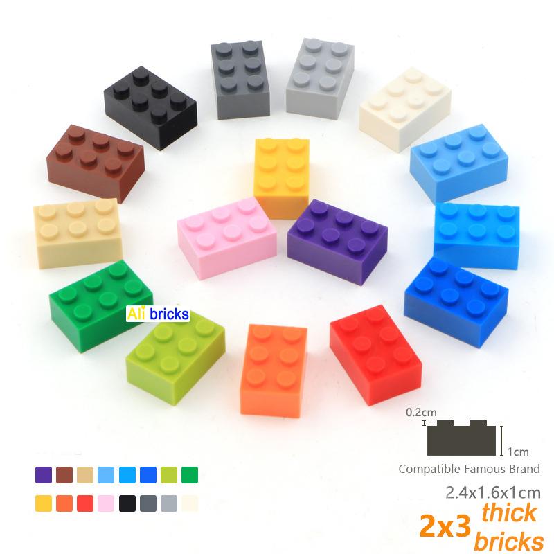 60pcs Thick 2x3 DIY Building Blocks Figures Bricks Dots Educational Creative Size Compatible With 3002 Plastic Toys for Children