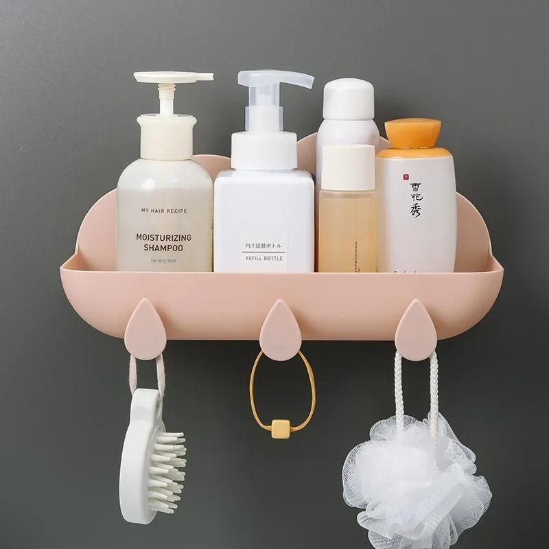 Scaffale portaoggetti a forma di nuvola non forato per bagno, montato a parete, organizer multifunzione per la casa, scaffale a muro, attrezzi