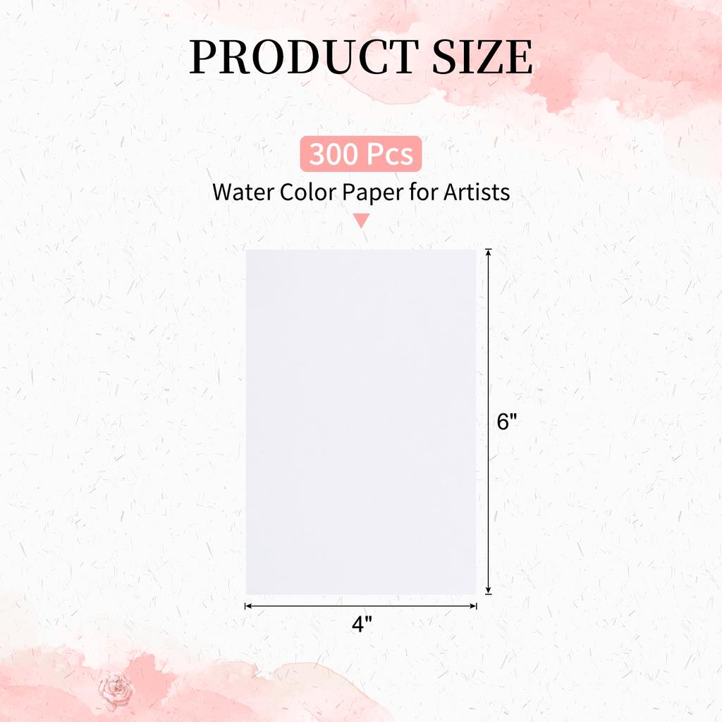 300Sheets Watercolor Paper Bulk Water Color Cotton Paint Paper Cold Press 92lb/250 GSM for Art Painting Artists Drawing Supplies