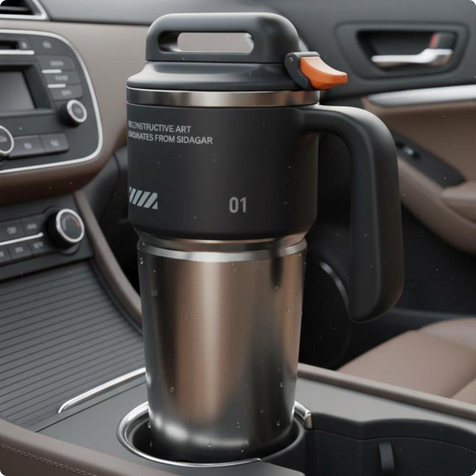 Insulated Tumbler with Large Capacity Ceramic Lined Thermal Insulation Car Cup Handle