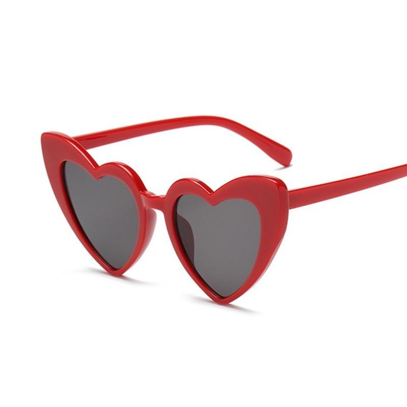 Röda Hjärtformade Solglasögon i Kattögonstil Kvinna Märkesdesigner Solglasögon Kvinnliga Söta Sexiga Retro Nyanser Gradient Spegel