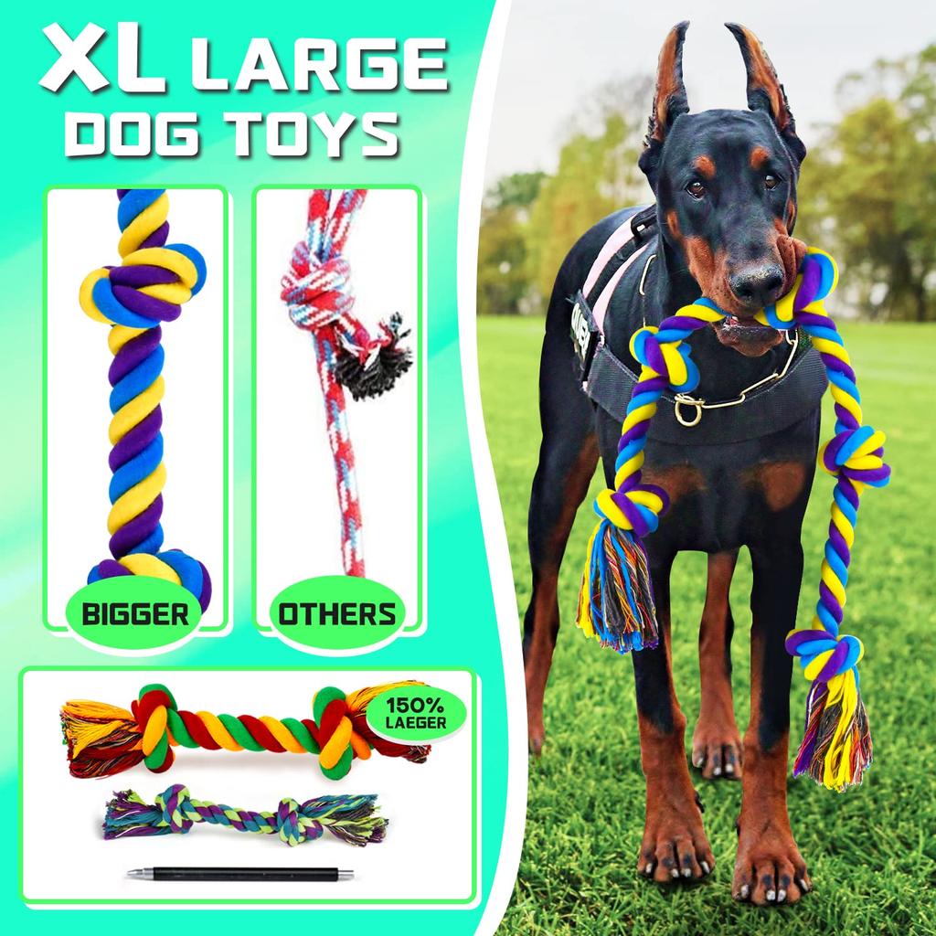 XL Aggression Chewing Dog Chewing Toys for Large Aggression Chewing Tough Unbreakable Dog Durable Puppy Chew Toys for Heavy Duty Cotton Dog Rope Toys