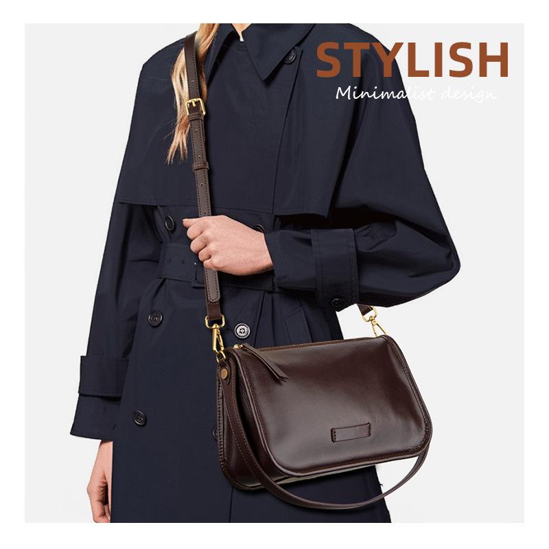 New Women's Underarm Bag, Niche Genuine Leather Women's Bag, Top Layer Cowhide Handbag, Shoulder Bag, High-end Trendy Crossbody Bag for Women