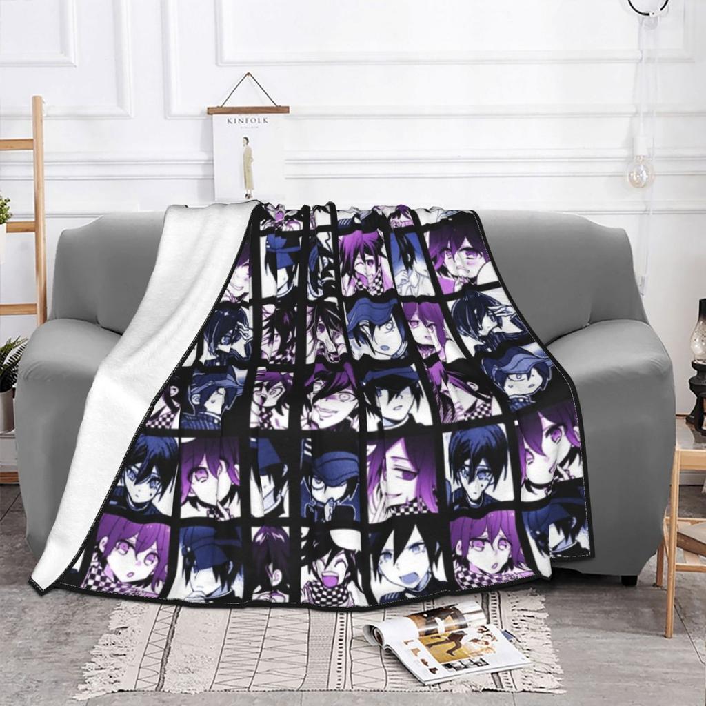 Shuichi Saihara And Kokichi Fuzzy Blanket Manga Danganronpa Novelty Throw Blanket for Sofa Bedding Lounge 125*100cm Quilt