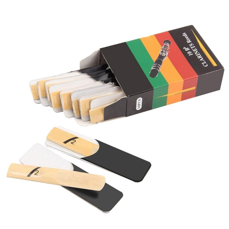 10pcs Clarinet Reeds Set Bb Tone Strength 1.5/2.0/2.5/3.0/3.5/4.0 Wind Instrument Reed Clarinet for Easy of Play