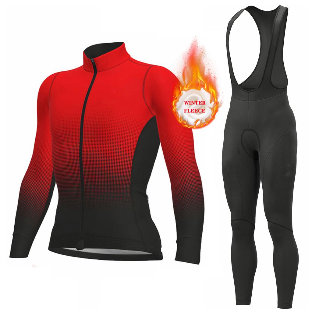 2026 Winter Warm Cycling Clothing Set Long Sleeve Thermal Fleece Cycling Jersey Set Bib Pants Ropa Ciclismo Bicycle Clothing MTB Bike Jersey Uniform