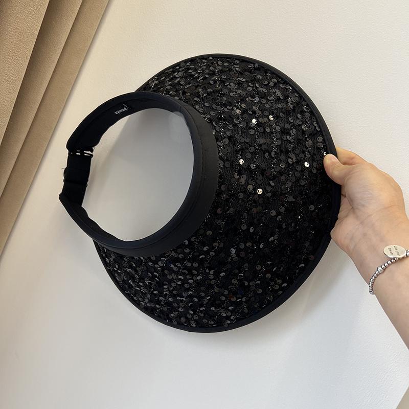 Sequin sun protection empty top hat women's summer big brim UV protection sun hat new outdoor cycling sun hat