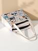 Panda Pattern Canvas Handheld Bag With Embroidery For Casual Day Use