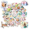 35pcs Cute Beach Stickers Pastel Leisure Stationery Stickers Travel Stickers For Laptop Luggage Scrapbook Diary Sticker