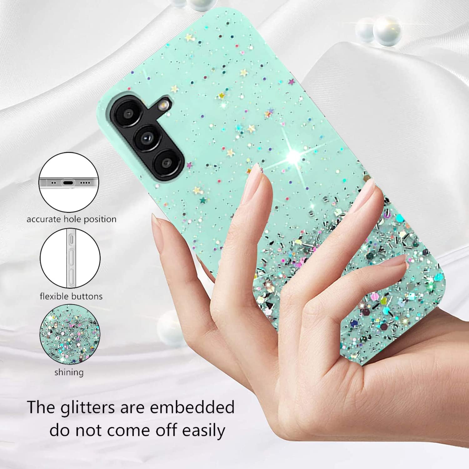 

Чехол для Samsung Galaxy A15 A14 A54 A25 A35 A55 A24 A34 A05 A04 A13 A23 A33 A53 A52 iPhone 14 15 12 13 Pro Max блестящий блестящий силиконовый мягкий тонкий чехол Samsung Galaxy A24 зелёный