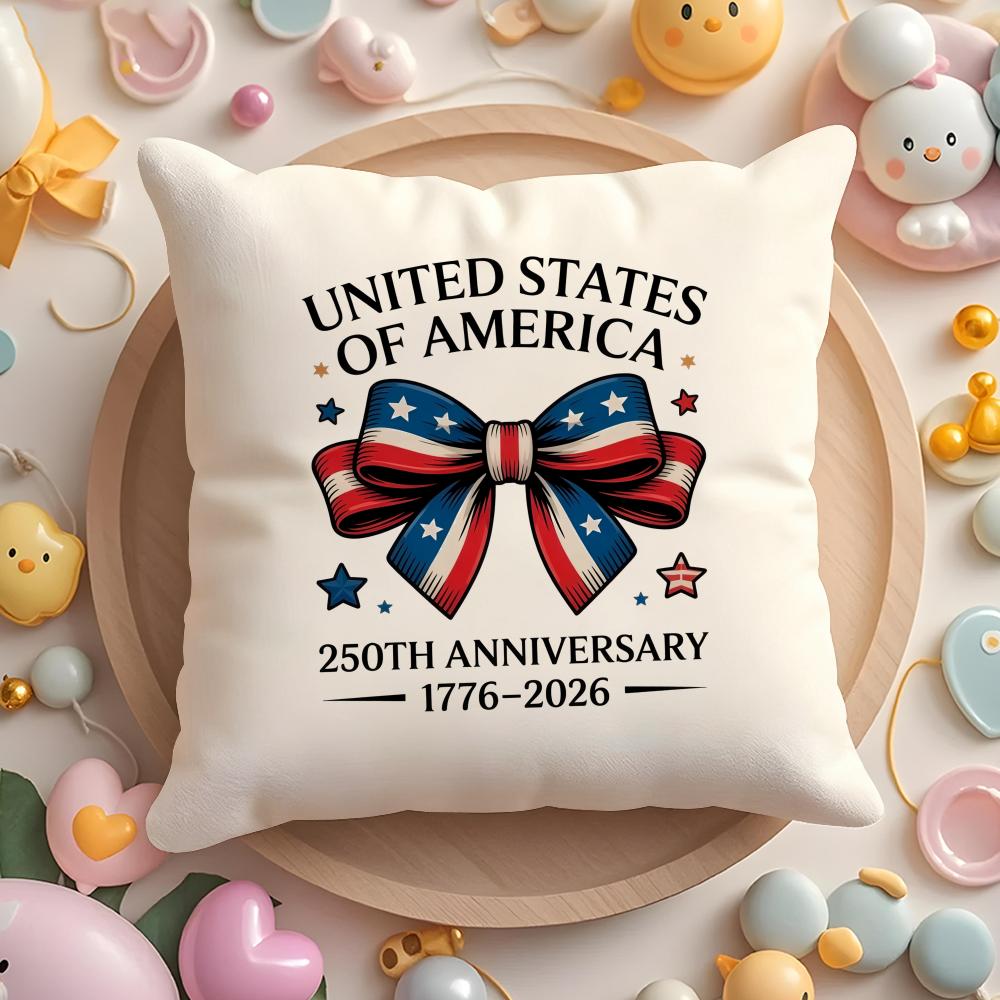 250Th Anniversary Of The Usa Cushion Cover Plush Fabric Soft Double-Sided Printed Sofa Warm Winter Home Gift Pillow Case