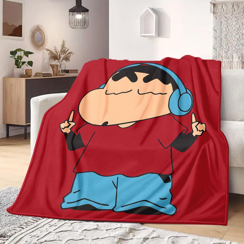 Koc z nadrukiem anime Shinchan Ciepły Komfortowy Koc flanelowy Odpowiedni do sypialni, sof, łóżek, krzeseł, na pikniki, podróże