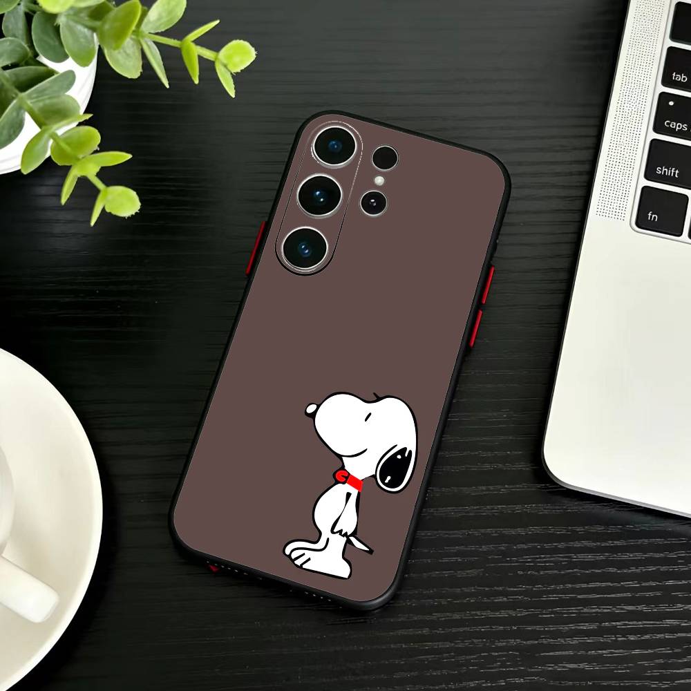 

O-l Snoopy Phone Case For Samsung S26,S25,S24,S23,S22,S21,S20,S30,Ultra,Plus,Fe,Note,5G Black Cover Samsung S20fe