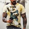 Men's T Shirts Japanese Samurai Cat Printed T-Shirt Funny 3D Animal Graphic T-Shirts  Casual O-neck Loose Tops Short Sleeve Tee