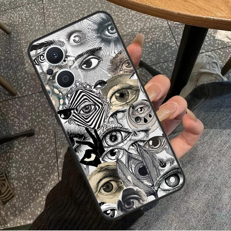 Scary Face Eyes For OPPO Reno 14F 13F 12F 11F 10 11 12 13 14 Pro 7 8 Lite 8T OPPO Find X5 X6 X8 X9 Pro Case