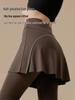 Plus-Size Micro-Flare Skirted Leggings for Women - Warm, Thick, Velvet Base Layer for Spring & Autumn