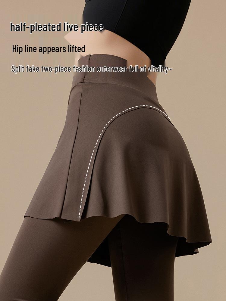 Plus-Size Micro-Flare Skirted Leggings for Women - Warm, Thick, Velvet Base Layer for Spring & Autumn