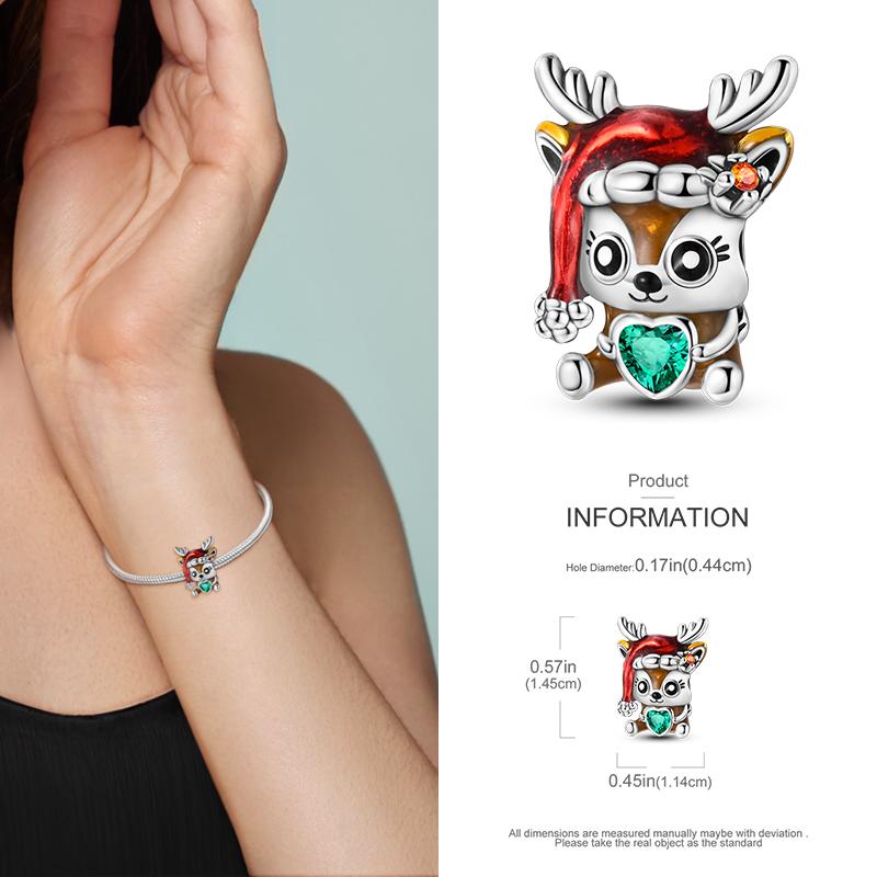 Copper Christmas Charm Beads Fit Original Bracelet Dangle Women Diy Jewelry Christmas Gifts