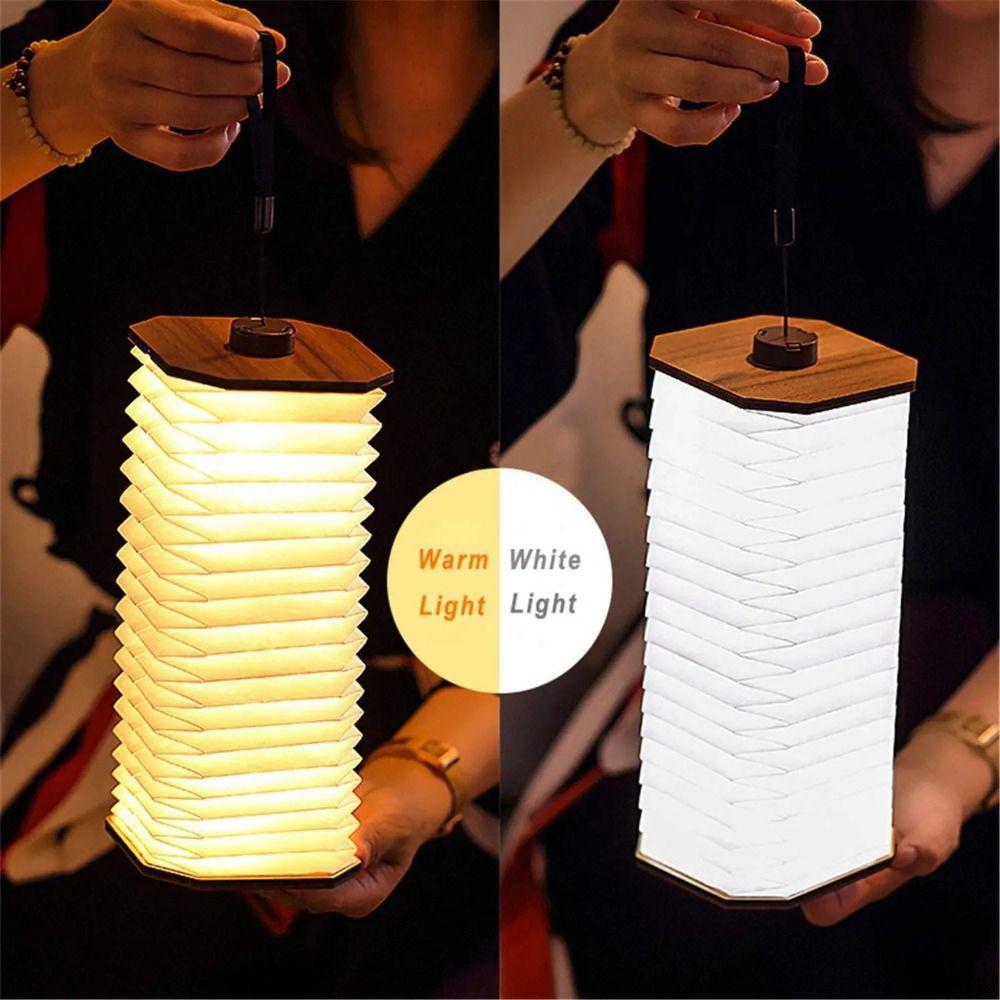 2 Colors Lights Folding Book Lamp Portable Led Table Lamp Wooden Flip Night Light  Birthday Gift