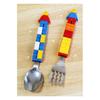 Oxford block stainless steel spoon + fork + chopsticks + case set, blue, 1 set, Korean popular tableware
