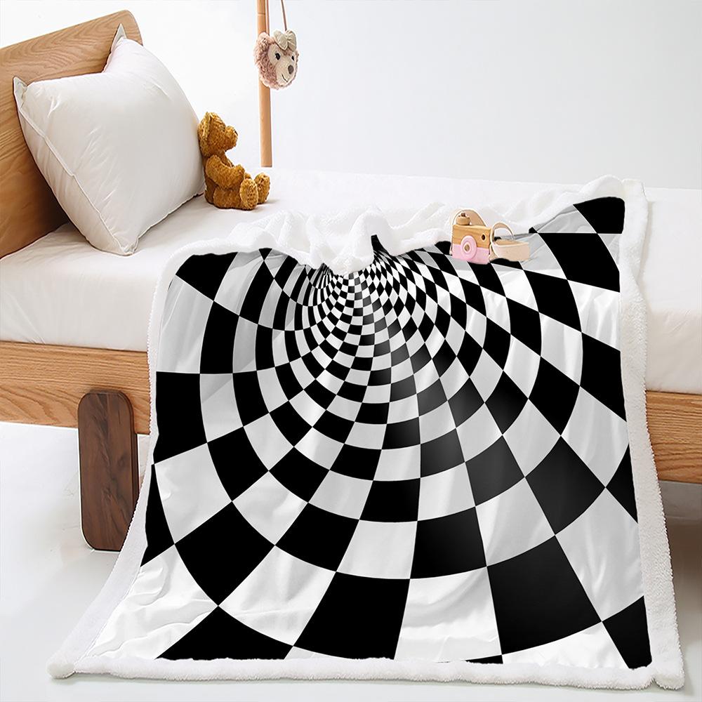 Blanket 2D Digital Printing Lamb Fleece Crystal Fleece 2D Magic Pattern Blanket Cover Blanket