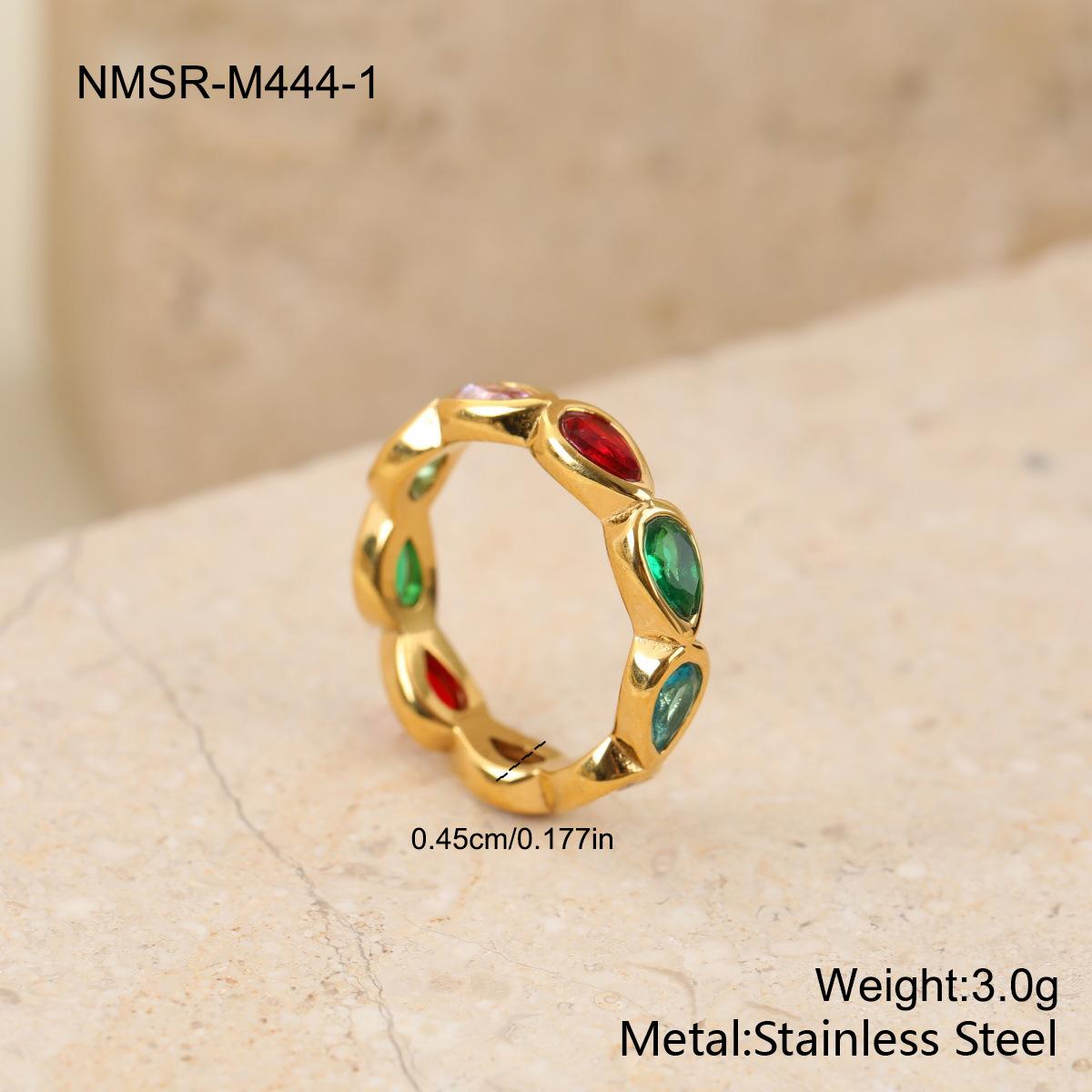 GEMCHIC Women s Rainbow Cubic Zirconia Stainless Steel Retro Open Ring