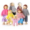 7Pcs/Set Kids Girls Lovely Family Dolls 7 People Play Set Wooden Figures Kit Pretend Gifts for Children House