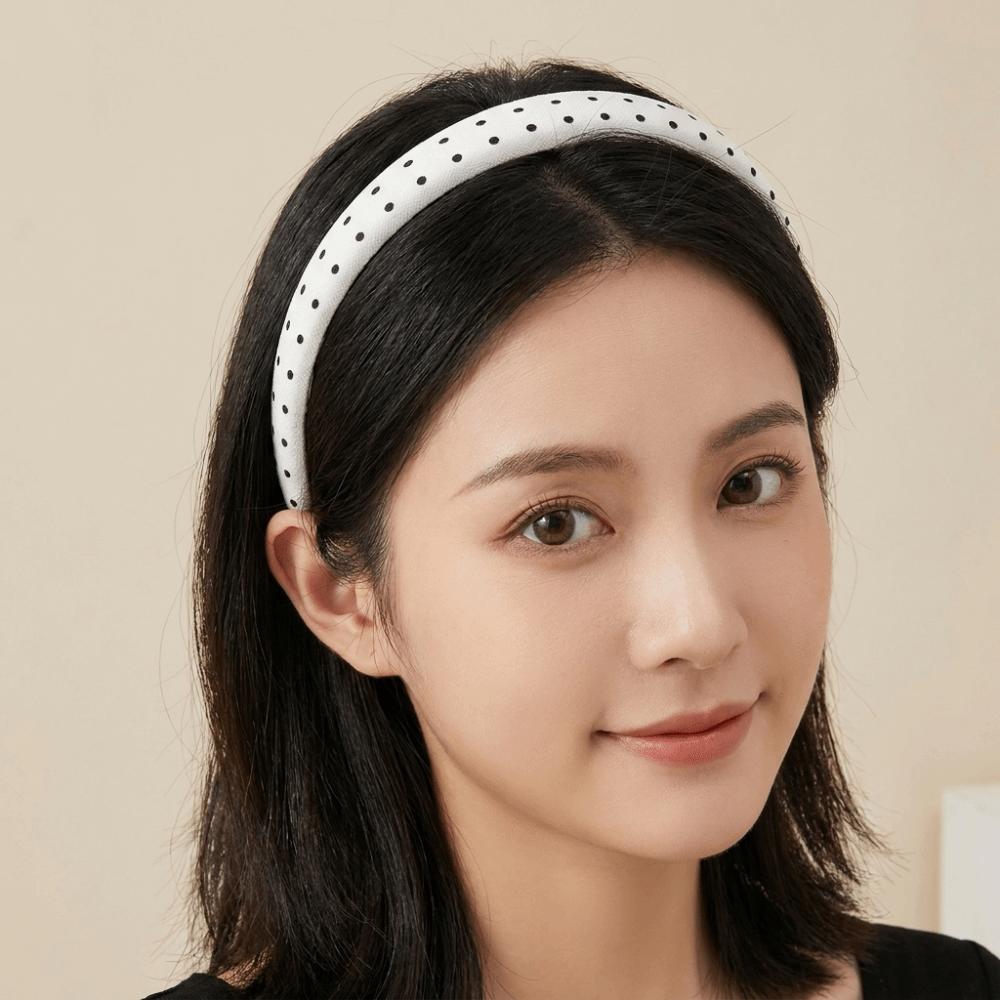 Thin Wide Headband Non-Slip Vintage Hair Hoop Elegant Polka Dot Headband  Fashion Accessory