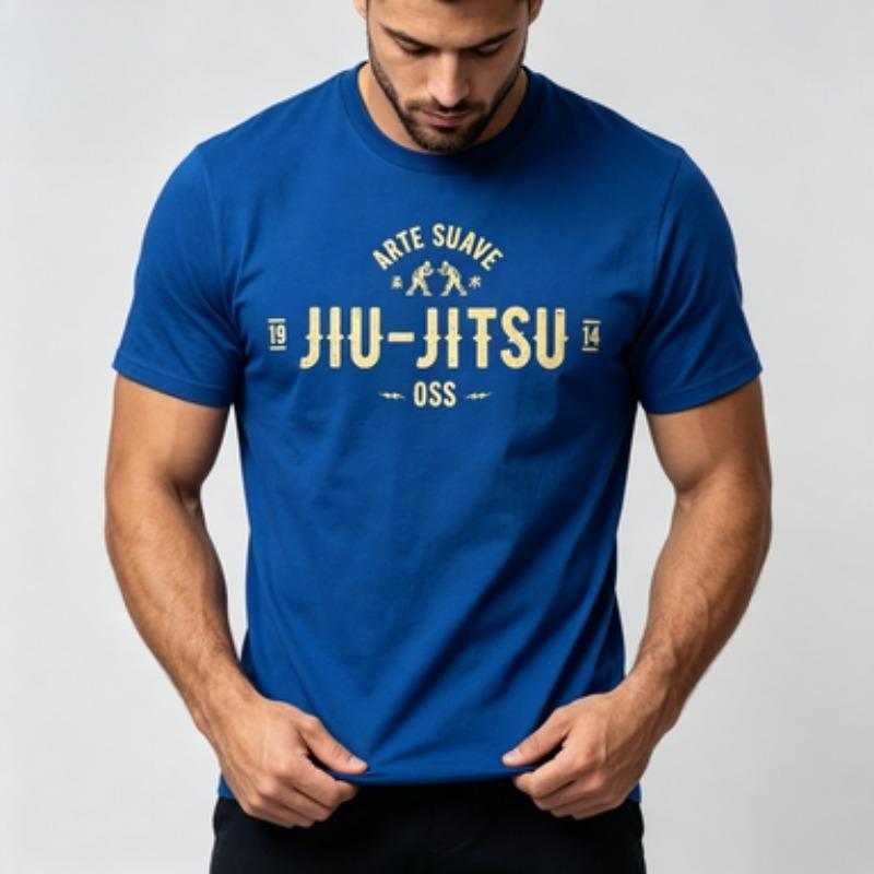 Soft Cotton Male Tshirt Classic Vintage Jiujitsu Pattern Bjj Lover Training Wear Comfort Oneck Basic Cotton Tee Top