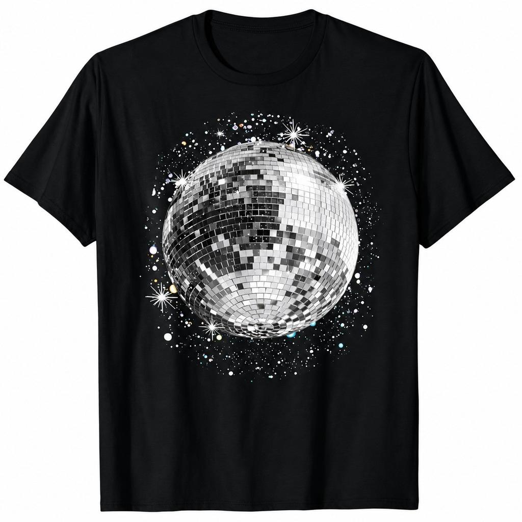 Retro Mirror Ball T-Shirt Vintage 70s Dance Party Sparkle Graphic Tee