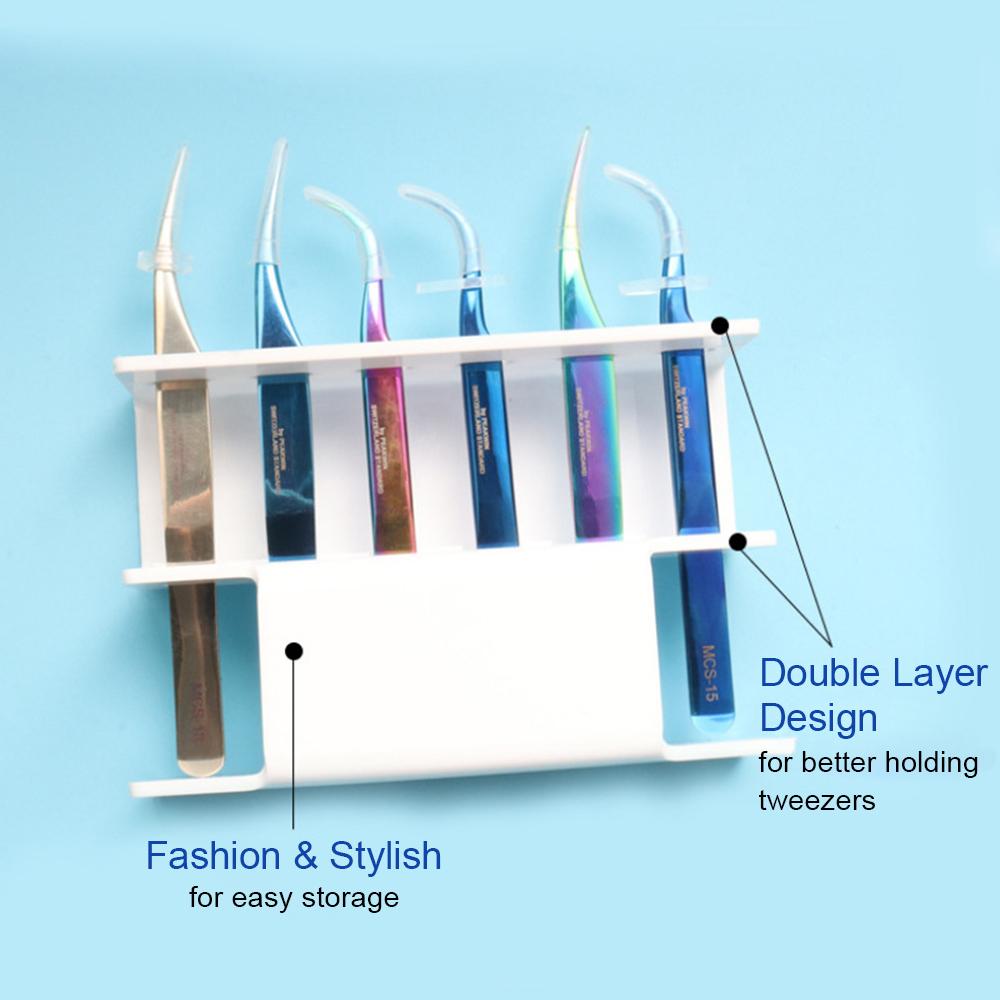 Lashes Extension Tweezer Holder Acrylic Eyelash Extension Tools Storage Organizer Display Stand Tweezers Scraper Shears Holder Rack 6 Holes