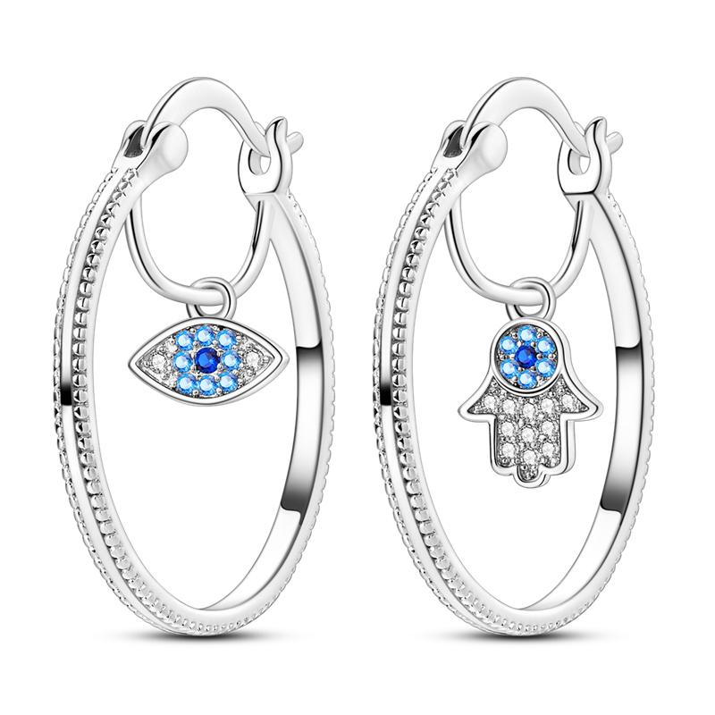 

2024 New 925 Sterling Silver Exquisite Four Leaf Ladybug Sea Turtle Star Hoop Earrings Women Engagement Wedding Jewelry Gift