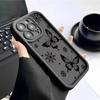 Black Butterfly Diamond Sand iPhone 15/16/17 Case with Sky Eye Groove Protection