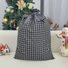 Plaid Pattern Christmas Santa Sack Drawstring Closure Reusable Drawstring Christmas Sack Wide Opening Christmas Present Bag