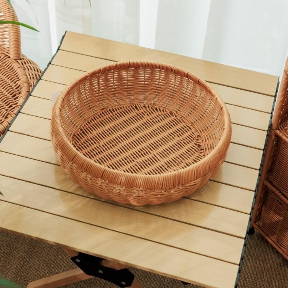 Woven Texture Woven Storage Basket Boho Style Bread Tray Vintage Wicker Basket  Coffee Shop