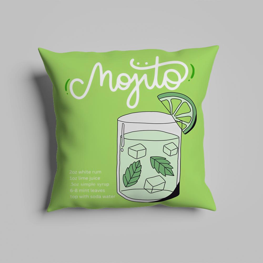 Pillow Case Luxurious Home Office, Sofa Decorative Multi Sized Car Seat Cushions, Pillowcases Mojito Cocktail Art