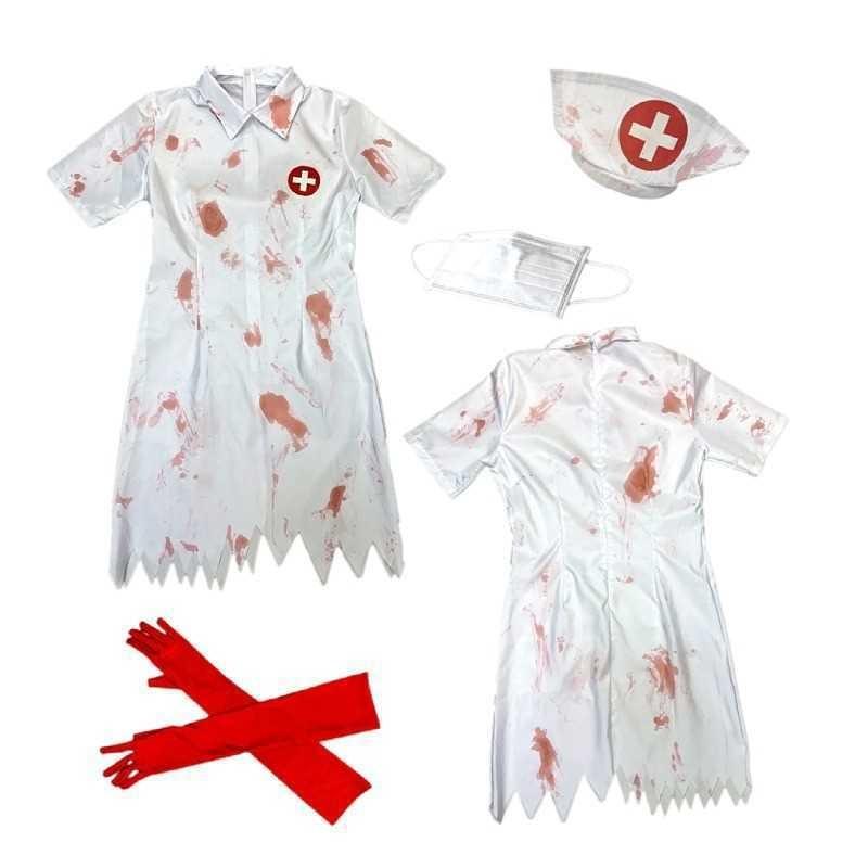 Halloween Party Costumes Stage Costumes Uniform Seduction White Bloody Scary Female Nurse